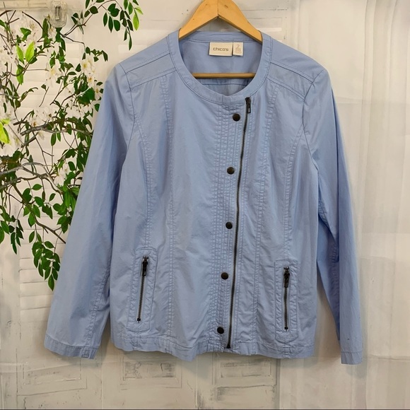 Chico's Jackets & Blazers - Chico’s Blue Zippered Buttoned Jacket